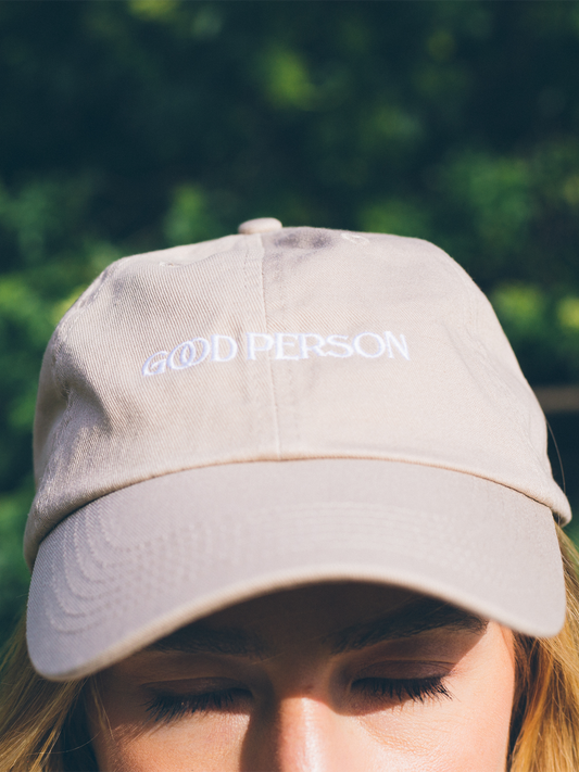 Good person khaki hat product image front Ingrid Andress