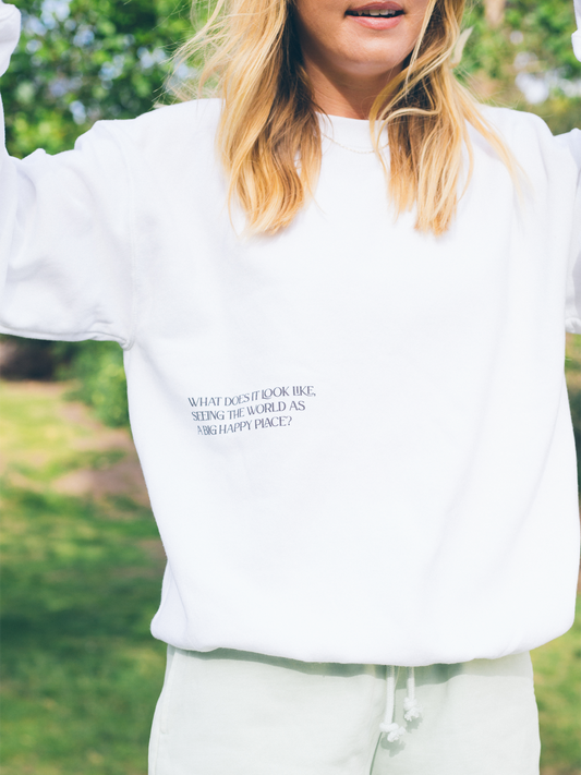 Good person white crewneck front Ingrid Andress